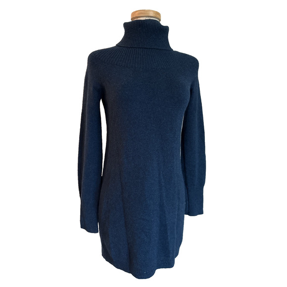 Elie Tahari S/M Mini Dress Cashmere Blue L/S Turtle-Neck Sweater Pullover - Picture 1 of 11